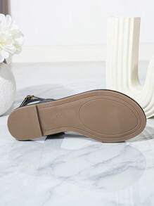 New Fashion Versatile Floral Design Comfortable Tie-Up Soft Sole Flat Sandals For Women, Suitable For Spring/Summer/Autumn Resort & Outdoor Wear - Black - View 6