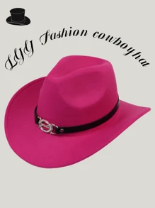 1pc Tie-Dye Letter Casual Bohemian Retro Vintage Elegant Cute Polyester Solid Color Western Cowboy Party Cap, Unisex Fedora Hat For Gathering, Festival, Outdoor Riding