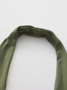 Top corto con escote redondo liso y abertura - Verde militar - Ver 5