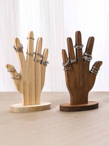 1 Pc Wooden Palm-Shaped Jewelry Stand - Bracelet/Bangle Display Rack, Minimalist Home Decor, Suitable For Nordic Style And Holiday Decoration