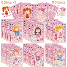 8/16/24/32pcs Children Face Stickers, 8 Different Cartoon Crown Patterns, Girls Theme Design, Suitable For Children's Birthday Party Gifts And Craft Activities - Multicolor - View 14