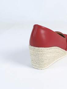 Mocasines con plataforma y suela gruesa para mujer - Elegante y de moda - Cómodos para uso casual - Serie de Oriente Medio - Estilo retro - Para trayectos diarios - Versátiles para uso casual - Minimalistas - Tacones altos - Slip-on - con perlas falsas - Tacones altos de plataforma baja - Trenzados - Zapatos de cuña con plataforma y suela gruesa para mujer - Rojo - Ver 7