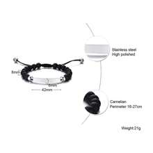 Black Frosted Steel Brand Bracelet, Customized Bracelet, Adjustable Braided Bracelet, Stainless Steel Engraved Letters