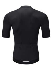 HISERWA White Cycling Short Sleeve Jersey, Classic Pro Competition Tight-Fit Highly Elastic Bicycle Shirts For Men, Full Zip, Wide Hem, Anti-Slip Gripper, 3 Rear Pockets + 1 Concealed Zipper Pocket, Reflective Trim, Seamless Cuffs, XS-XL