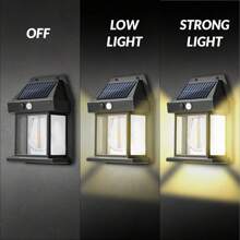 1/2 piezas Luz de pared solar con sensor impermeable, ángulo de visión de 120°, luz de pared solar, luz de pared LED con sensor de movimiento, carga automática desde el anochecer hasta el amanecer, encendido/apagado automático para jardín, camino, porche o valla exterior