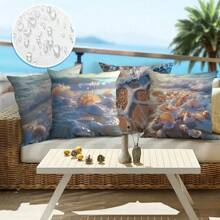 4pcs, Outdoor Twill Waterproof PillowcaseCoastal Ocean Theme Pillowcases - Beach Seashell And Coral