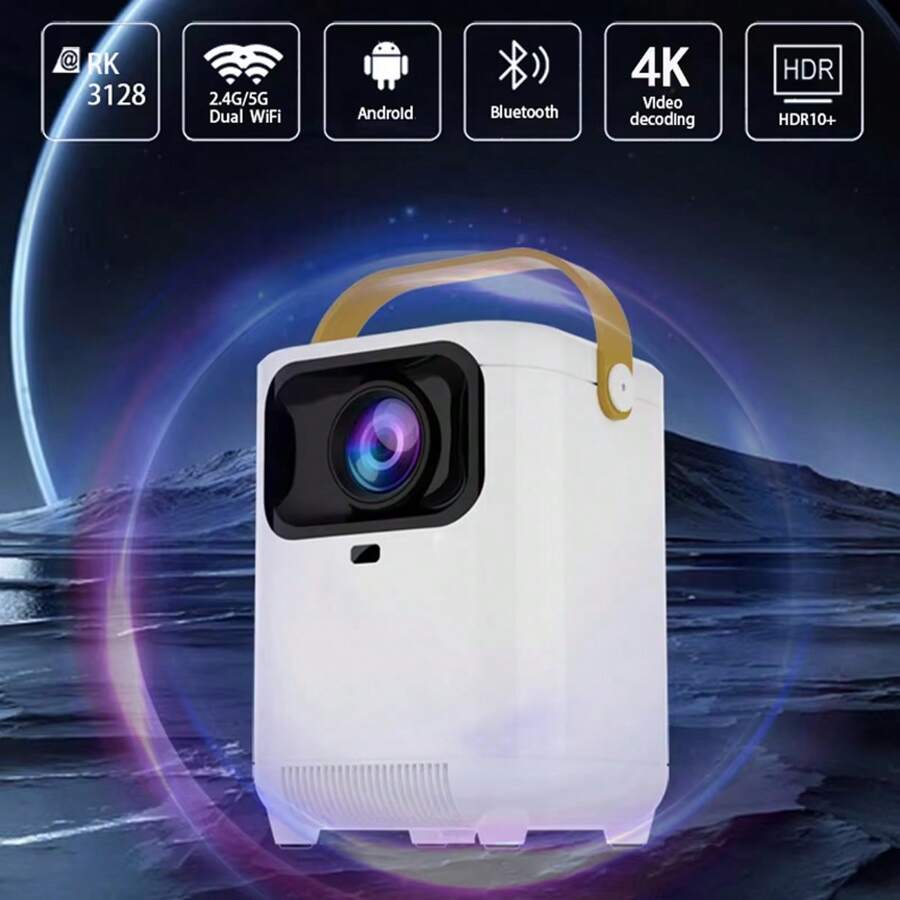 NetHong New Projector For Home Wall Projection 1080p Ultra HD Bedroom Projection TV UK - White - View 1