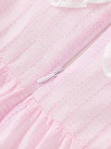 Balabala Girls' Puff Sleeve Dress, Cute And Playful Summer Outfit - White Red - View 8