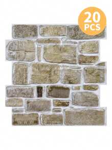 1pc/10pcs 3D Faux Stone Peel And Stick Wall Panels, 3D Wall Stickers For Living Room, Wall Tiles Self Adhesive Backsplash For Kitchen, Bathroom, Farmhouse Decor