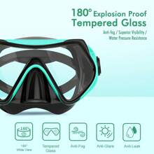 Snorkeling Gear For Adults,Snorkel Mask Set With 180 Degree Tempered Glass Anti Fog Goggles Scuba Dry Top Snorkel For Swimming, Scuba Diving Mask For Men Women - Green Powder - View 2