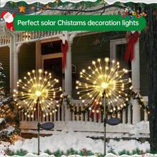 2 Packs Solar Lights Outdoor 150/60/200 /120/240/360/480 Solar Lights Dandelion 8 Modes Garden Decoration Solar Fireworks Solar Garden Lights