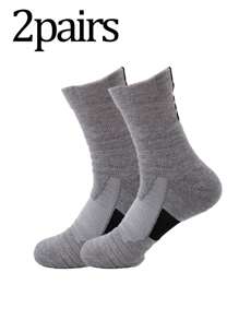 4pcs/Pack Men's Thick Terry Cushioned Mid-Calf Sports Socks, Moisture-Wicking Non-Slip For Running, Hiking, Basketball - Multicolor - View 10