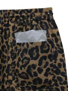 Men's Leopard Print Drawstring Waist Straight Leg Casual Shorts, Breathable & Cool For Summer Vacation & Beach