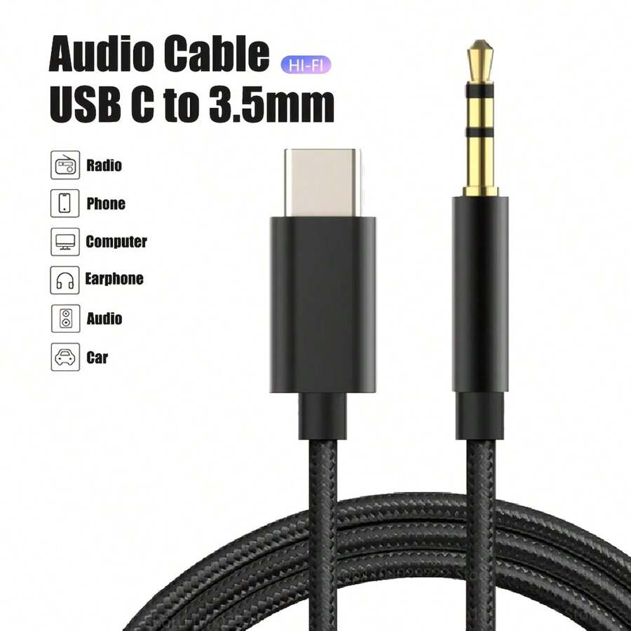 USB-C 转 3.5 毫米 AUX 音频线，立体声适配器兼容 16 Pro Max/16 Pro/16 Plus/16、 15 Pro Max/15 Pro/15 Plus/15，适用于车载音乐播放器、扬声器、家庭立体声音响、耳机 - 彩色 - 查看 1