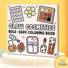 (Original, Papel grueso mejorado, páginas interiores de 120g, Versión 2025, 7.9*7.9 pulgadas, 24 páginas, Impresión de un solo lado) 1 pieza Libro para colorear para adultos con tema de cosméticos, para aliviar el estrés, con hermosos patrones y líneas claras, adecuado para el Día de San Valentín, cumpleaños, Pascua y otras fiestas, una excelente manera de relajarse