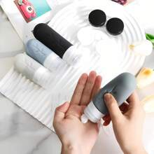 17pcs Silicone Travel Bottles Set - Leakproof Refillable Toiletry Containers For Shampoo, Lotion & Cosmetics | Includes Portable Storage Bag & Mini Spray Keychain | Perfect For Travel, Cruise, Easter Gifts ( Travel Essentials) Back To School - Black Leaves 17pcs - View 5