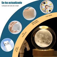 Esfera Cristal 3d Lampara De Noche Led Sistema Solar Luna - la luna - Ver 4