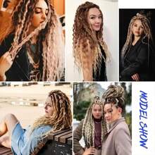10 mechones de extensiones de rastas onduladas sintéticas de 24 pulgadas, extensiones de rastas de ganchillo onduladas 100% hechas a mano con doble extremo, de 0,6 cm de ancho, estilo hippie para mujer