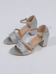 Sandales à talons hauts pour femmes, style élégant et simple d'été, talon épais polyvalent, bout rond