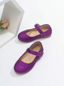 女童按摩圆头系带平底鞋 - 紫色 - 查看 2