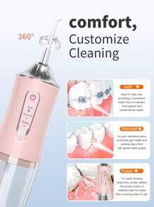 Rechargeable Portable Handheld Cordless Tooth Cleaner, Electric Water Flosser Oral Irrigator With 3 Modes And 4 Nozzles For Home Oral Care, Power Dental Flossers For Home Oral Care Multi-Color Festivals Gift Options