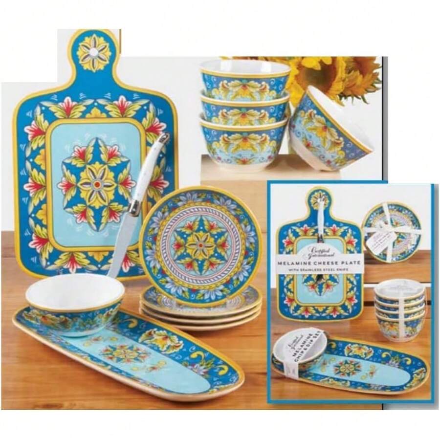 Certified International Palermo Canape Plate Set, 6-Inch Diameter, Set Of 4, For Everyday Use, Kitchen Accessories, Party Celebration - Multicolor - View 1