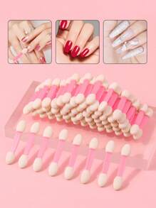 50pcs Nail Art Sponge Stamper, Double-Sided Sponge Nail Brush Gradient Nail Brush Handle, Nail Stickers, Sequins Brush, Nail Art Makeup Cosmetic Eyeshadow Applicator, Suitable For Women, Home Use