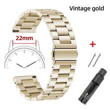 1pc Unisex Solid Stainless Steel Three Bead Dual Button Folding Buckle Watch Band, Compatible With Samsung Galaxy Watch 6/5/4, Watch, Watch, 22mm 20mm 18mm 16mm, Comes With Band Adjustment Tool - MZ/PKSZ - View 24