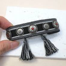 1 件朋克复古手工可调节手链，适合男女，适合节日、派对、旅行 - 黑色 - 查看 5