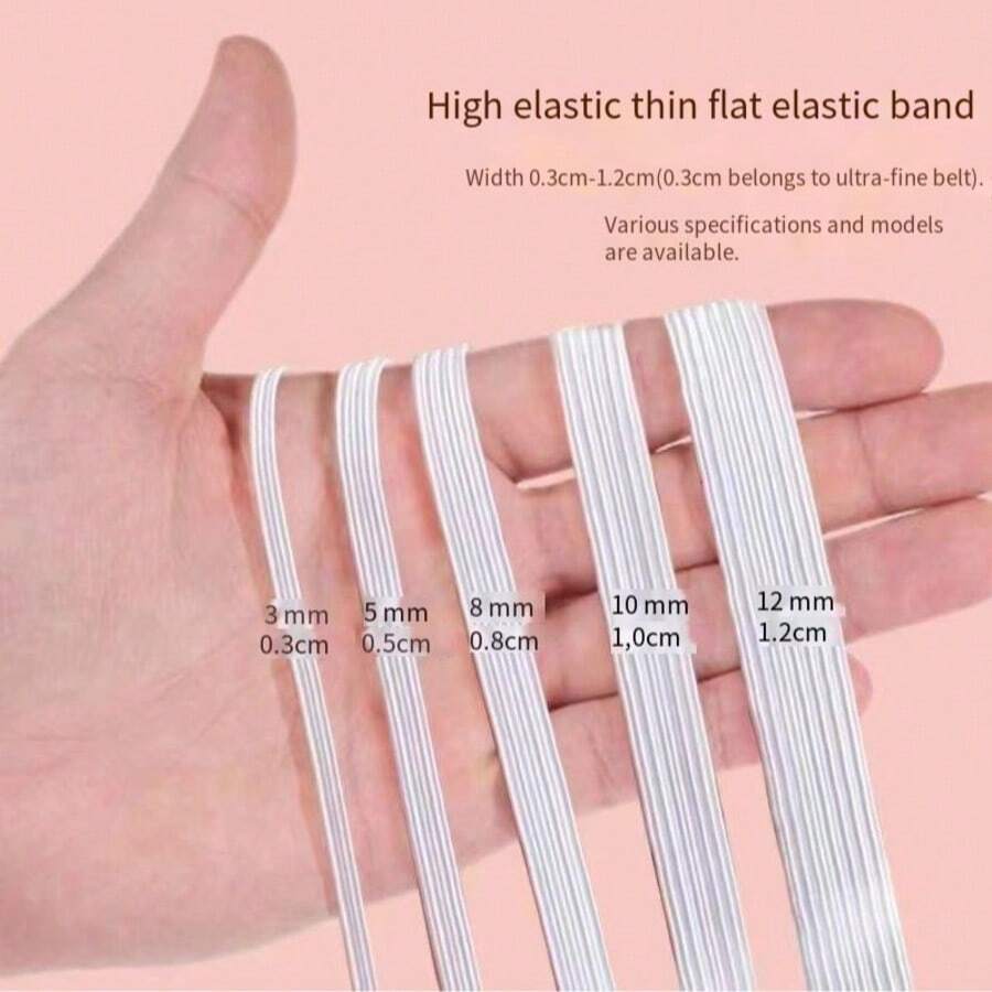 10码多尺寸黑白乳胶高弹力腰带DIY缝纫服装橡皮筋，松紧带 - 彩色 - 查看 1
