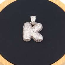 1入鑲嵌泡泡字母金鍍吊墜項鍊,26個字母供男女日常佩戴