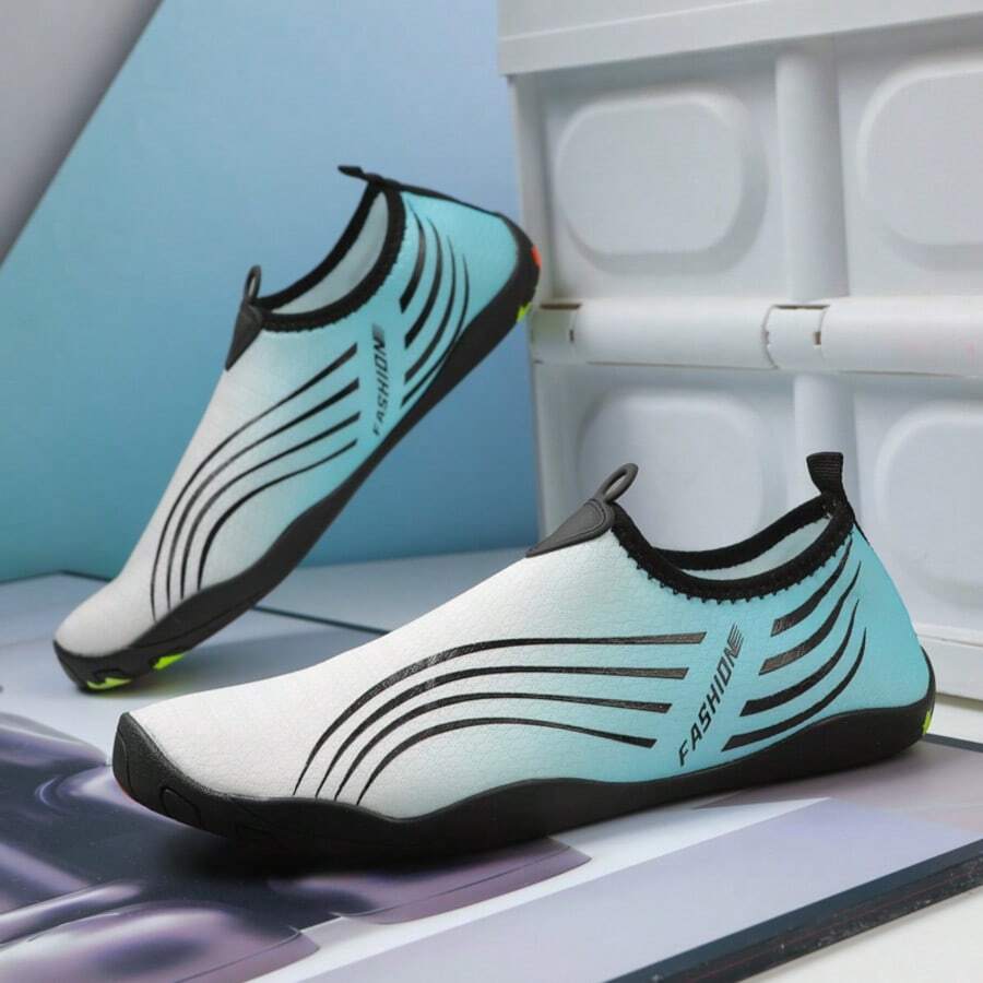 女士夏季赤脚沙滩袜软底鞋新款跨境跳绳瑜伽健身鞋浮潜漂流游泳鞋速干涉水鞋 - 白藍 - 查看 1