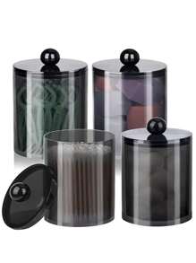 1pc Round Acrylic Clean Swab Box With Cover Dustproof Cosmetic Storage Box - Multicolor - View 6