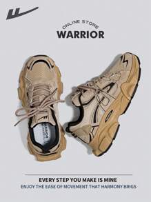 Warrior Comfortable Street Style Thick Soled Men's Shoes Spring And SummerLightweight Comfortable Breathable Running Shoes Modest Style Casual Yet Sleek Sneakers Applicable Throughout The Year Wear-Resisting All-Day Wear Training Sneakers - Khaki - View 4