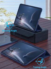 1 件平板电脑保护套兼容 iPad 柔软防摔保护，超薄/智能支架/自动唤醒兼容 iPad 9.7/10.2/10.9/11/12.9、第 10 代、Air 11、Air4/5/6-海军蓝