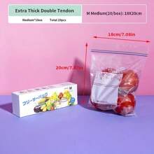 双拉链可重复使用食品储存袋、防漏冰箱保鲜袋、水果蔬菜冷冻袋、午餐三明治袋、肉类和蔬菜袋、密封袋、隔间袋、厨房用品、户外、露营用 - 彩色 - 查看 12