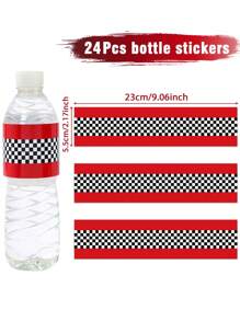 10/24pcs Racing Themed Bottle Stickers,Wedding Favor Stickers,Birthday Party Decor,Rectangular Gift Decoration Labels For Mineral Water Bottles,Very Suitable For Car Enthusiasts And Racing Competitions - Multicolor - View 6