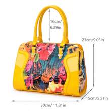 Yellow Purse,Graffiti Tote Bag, Luxury Designer  Handbags For Women, Black Genuine Leather Purses Totes, Cowhide Shoulder Crossbody Bags, Rose, Leopard Print, Black Purse,Laptop Bag For Work, Large Capacity,Adjustable Shoulder Strap,Waterproof,With Zipper, Travel Business Casual, Daily Commutes And Outings, Halloween Christmas Gifts For Women - 塗鴉顏色 - 查看 8