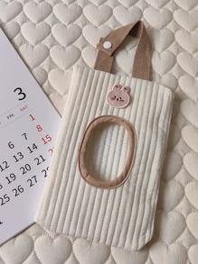 1 件卡通熊图案可爱纸巾架，汽车湿巾盒，便携式纸巾盒收纳盒 - 彩色 - 查看 6