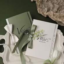 2pcs Wedding Vow Cards + 2pcs Key Style Pen With Case, Simple Wedding Vows Cards, Love Theme Paper Announcements For Bride And Groom Wedding Vows Oaths Statement Hand Cards Parents Speech Book Summer Birthday Gifts Beach Back To School School Supplies Room Decor - Multicolor - View 7