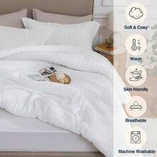 White King Comforter Set - 3 Pieces Seersucker Lightweight Bedding Comforter Sets (1 Soft Fluffy Comforter & 2 Pillowcases) - All Seasons Cozy Modern Bed Sets For Women Men