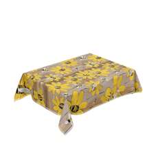1 pièce Nappe de table polyester avec motif vibrant d'abeille jaune et de rayon de miel pour le printemps et l'été - sans pli, belle couverture de table florale parfaite pour la maison, la cuisine, la salle à manger, la décoration de pique-nique