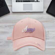 Women Baseball Cap, Embroidery Letters Adjustable Hat Ponytail Baseball Hat For Casual Daily - Pink - View 5