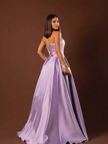 Elegant Strapless Graduation Party Dress Code 110 - Lilac Purple - View 2