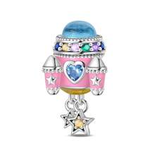 1 Piece Silver Plated Time Travel Camera Vintage Pocket Watch Telephone Time Gate Sweet Pink Robot Small Rocket Bead Pendant Suitable For DIY Jewelry Making Original Bracelet Necklace Beads Women's Jewelry Birthday Gift Valentine's Day Memorial Gift