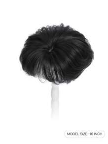 Natural Black Short Hair Topper With Bangs Relaxed Pixie Cut Clip In Hair Topper For Women With Thinning Hair Synthetic Hair Top Hairpieces