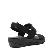 Women Low Wedge Walking Sandals 1.5-Inch Wedge Heel Lightweight Soft Footbed Flat Sandals Comfortable Indoor Outdoor EVA Outsole Shoes - 純黑色 - 查看 7