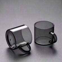 12/6/4/2pcs Set Black Heat-Resistant Glass Tea Cups, Suitable For Home, Office, Drinking Water, Tea, Juice, Concentrated Coffee, Etc. - Black - View 3