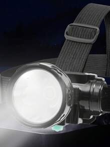 1pc Strong Light LED Headlamp Outdoor Fishing Headlight, USB Rechargeable Head Lamp Built-In Battery Camping Running Lantern - White Light - View 1