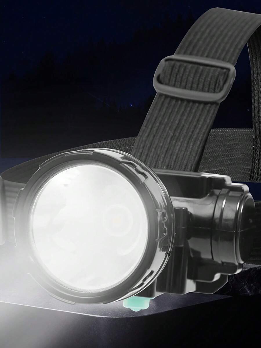 1pc Strong Light LED Headlamp Outdoor Fishing Headlight, USB Rechargeable Head Lamp Built-In Battery Camping Running Lantern - White Light - View 1